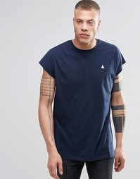 Темно-синяя oversize‑футболка без рукавов с логотипом ASOS