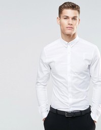 Зауженная рубашка с булавкой на воротнике и длинными рукавами ASOS