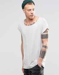 Фактурная oversize-футболка без рукавов с необработанными краями ASOS