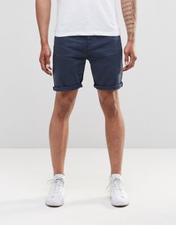 Темно-синие джинсовые шорты слим ASOS - Темный синий