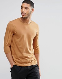 Футболка с круглым вырезом и рукавами 3/4 ASOS - Коричневый