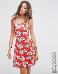 Приталенный сарафан с ярким цветочным принтом ASOS TALL - Мульти