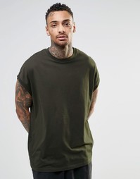 Свободная футболка цвета хаки ASOS - Comrad  kahki