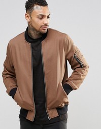 Светло-коричневая куртка-пилот с карманами ASOS MA1