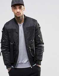Черная куртка-пилот с ремешками ASOS - Черный
