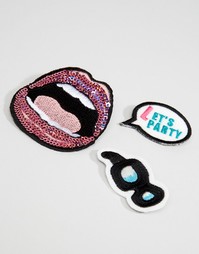 Набор нашивок ограниченной серии с надписью Lets Party - Мульти Asos