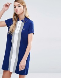 Платье-поло с вертикальными полосками Fred Perry - Темно-синий