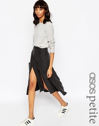 Юбка миди с запахом и разрезами ASOS PETITE - Черный