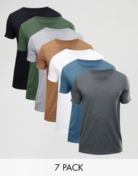 Комплект из 7 футболок с круглым вырезом ASOS - Скидка 24% - Мульти