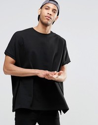 Черная oversize‑футболка из плотного трикотажа ASOS - Черный