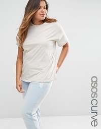Oversize-футболка в льняном стиле ASOS CURVE - Серый