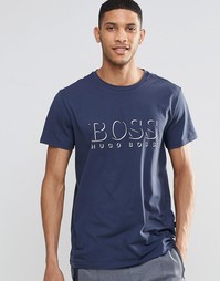 Темно-синяя футболка классического кроя с логотипом Hugo Boss