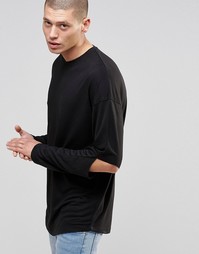 Oversize-лонгслив с разрезами на локтях ASOS - Черный