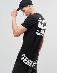 Супердлинная футболка с закругленным низом и принтом Generation 92 сза Asos