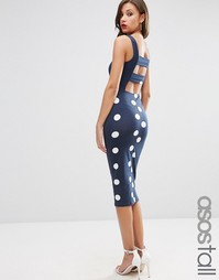 Облегающее платье в горошек ASOS TALL