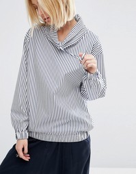Туника в тонкую полоску с воротником-трубой ASOS WHITE