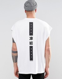 Oversize-футболка без рукавов с принтом сзади ASOS - Белый