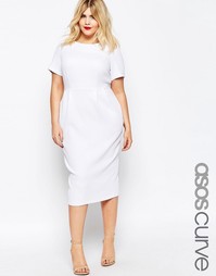 Облегающее фактурное платье миди ASOS CURVE - Белый