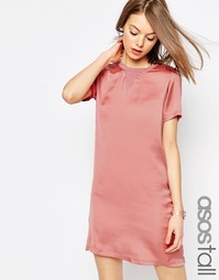 Платье-футболка с атласной вставкой спереди ASOS TALL - Розовый