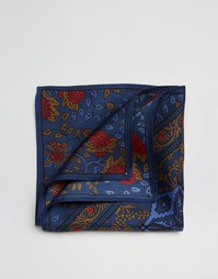 Шелковый платок для нагрудного кармана с принтом ASOS - Темно-синий