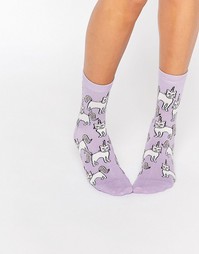 Носки с кошками и единорогами ASOS - Фиолетовый