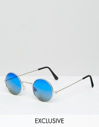 Круглые солнцезащитные очки с голубыми стеклами Reclaimed Vintage