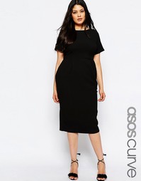Облегающее фактурное платье миди ASOS CURVE - Черный