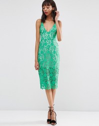 Платье-футляр миди из цветочного кружева ASOS - Зеленый