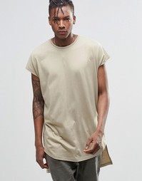 Oversize-футболка без рукавов с асимметричным низом ASOS