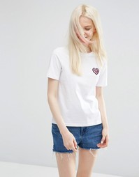 Футболка с отделкой пайетками ASOS - Белый