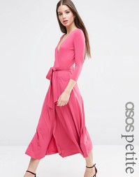 Платье макси из крепа с запахом и завязывающимся поясом ASOS PETITE