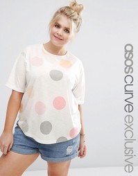 Футболка в смешанный горошек ASOS CURVE - Мульти