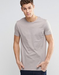 Светло-серая удлиненная футболка с круглым вырезом ASOS - Tumble grey