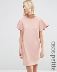 Цельнокройное платье с рукавами-рюшами ASOS PETITE - Пыльно-розовый
