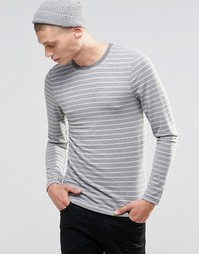 Эластичный лонгслив в рубчик ASOS - Серый