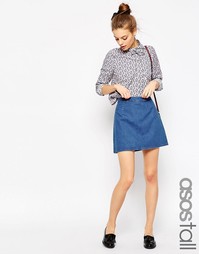 Синяя джинсовая юбка‑трапеция ASOS TALL - Умеренный выбеленный