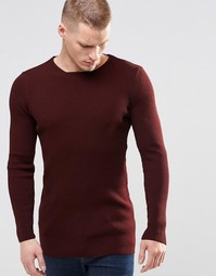 Удлиненный джемпер в рубчик ASOS - Burgundy