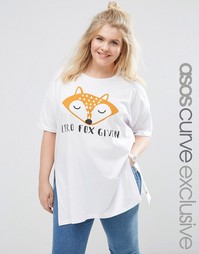 Oversize-футболка ASOS CURVE Zero Fox Given - Белый