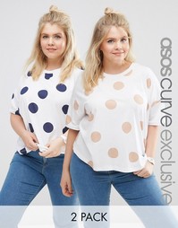 2 oversize‑футболки в горошек ASOS CURVE - Мульти