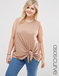 Майка с выцветшим эффектом ASOS CURVE - Mink