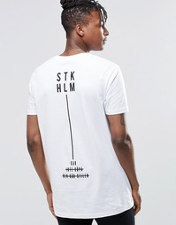 Удлиненная футболка с принтом ASOS - Белый