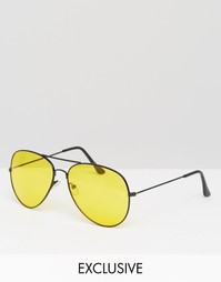 Солнцезащитные очки-авиаторы с желтыми линзами Reclaimed Vintage