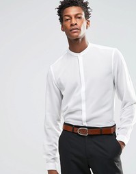 Белая рубашка стандартного кроя с длинными рукавами и прозрачными поло Asos