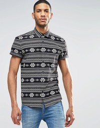Рубашка с короткими рукавами и ацтекским принтом ASOS - Черный