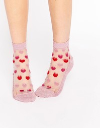 Полупрозрачные носки в сердечки ASOS - Розовый