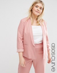 Льняной блейзер строгого кроя ASOS CURVE - Розовый