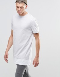 Серая длинная футболка с годе ASOS