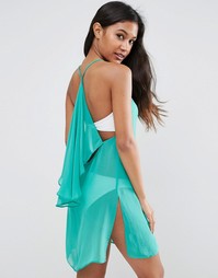 Шифоновое пляжное платье мини с драпировкой ASOS - Зеленый перец