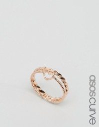 Двойное кольцо на мизинец ASOS CURVE - Розовое золото