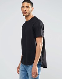 Черная фактурная футболка с коротким рукавом ASOS - Черный